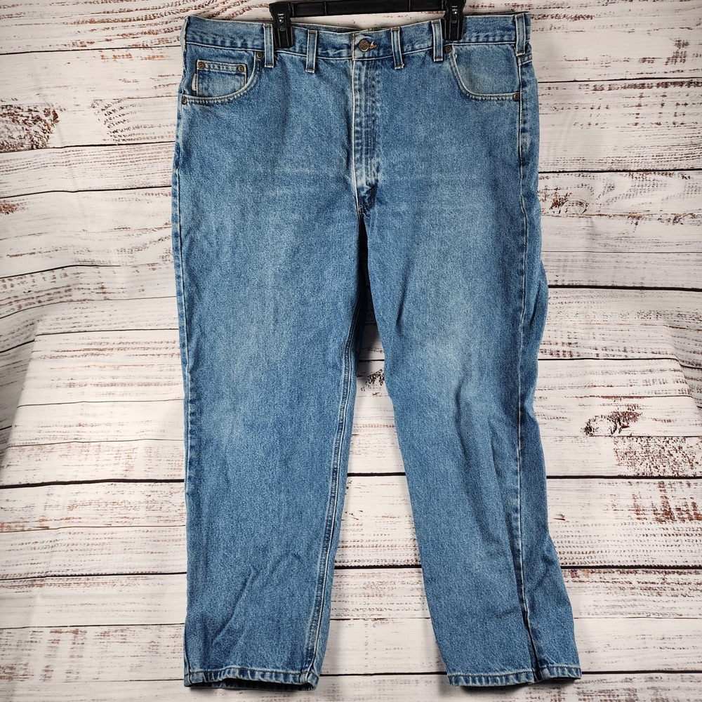 Carhartt B17 STW Relaxed Fit Heavy Duty Jeans 46x30 Tapered Leg Blue Denim Stone